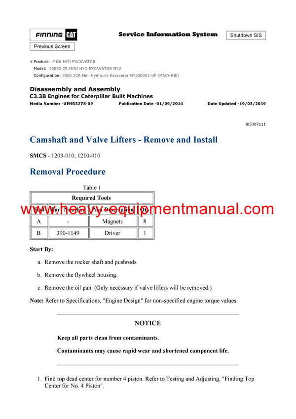 DOWNLOAD CATERPILLAR 308E2 CR MINI HYD EXCAVATOR SERVICE REPAIR MANUAL MY2