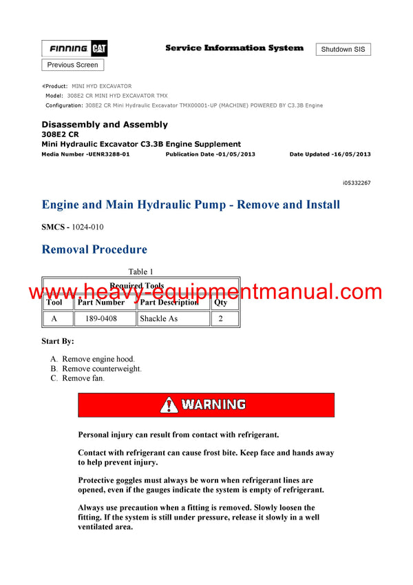 DOWNLOAD CATERPILLAR 308E2 CR MINI HYD EXCAVATOR SERVICE REPAIR MANUAL TMX