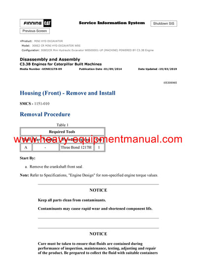 DOWNLOAD CATERPILLAR 308E2 CR MINI HYD EXCAVATOR SERVICE REPAIR MANUAL W8S