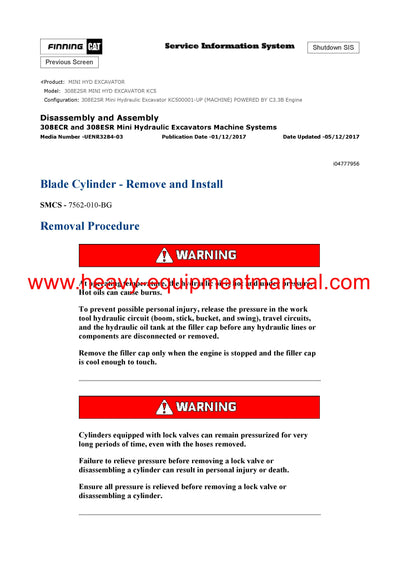 DOWNLOAD CATERPILLAR 308E2SR MINI HYD EXCAVATOR SERVICE REPAIR MANUAL KC5