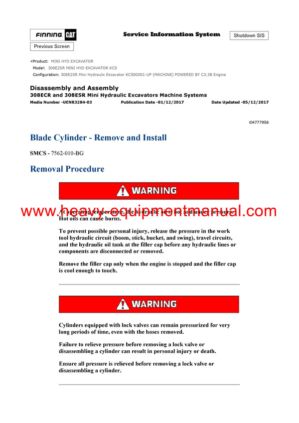 DOWNLOAD CATERPILLAR 308E2SR MINI HYD EXCAVATOR SERVICE REPAIR MANUAL KC5