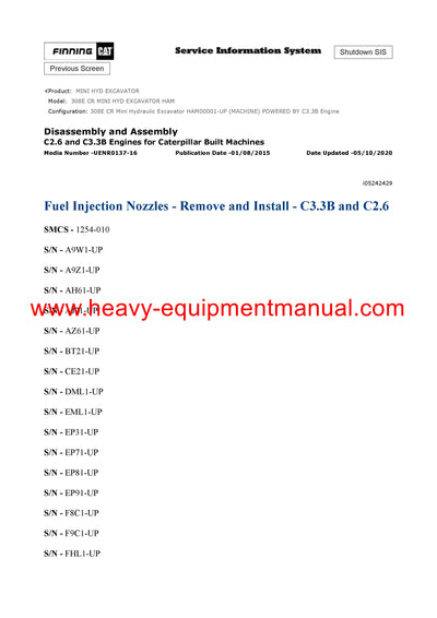 DOWNLOAD CATERPILLAR 308E CR MINI HYD EXCAVATOR SERVICE REPAIR MANUAL HAM