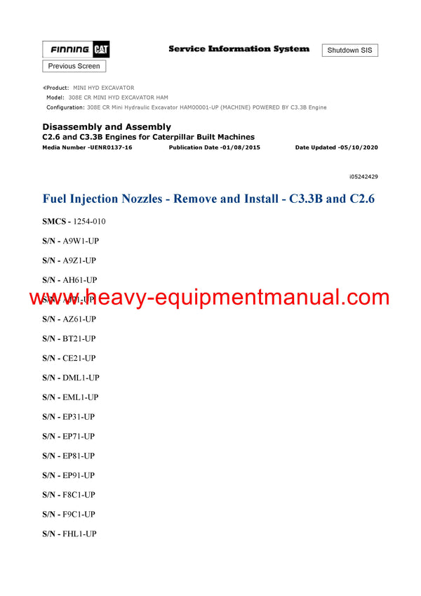 DOWNLOAD CATERPILLAR 308E CR MINI HYD EXCAVATOR SERVICE REPAIR MANUAL HAM