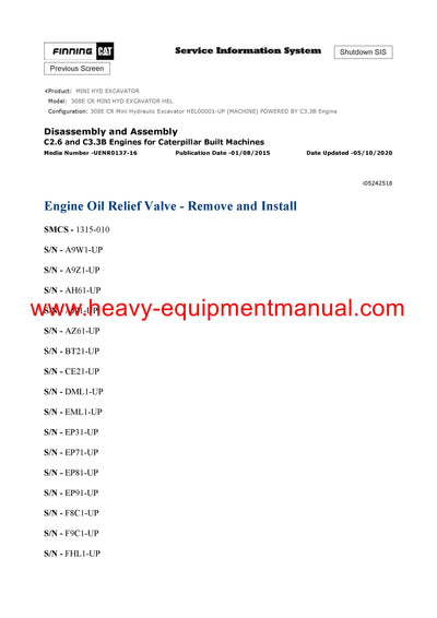 DOWNLOAD CATERPILLAR 308E CR MINI HYD EXCAVATOR SERVICE REPAIR MANUAL HEL