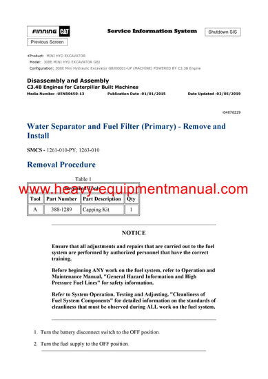 PDF Caterpillar 308E MINI HYD EXCAVATOR Service Repair Manual GBJ