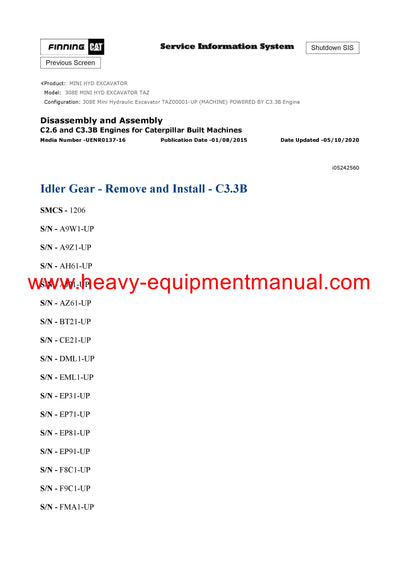 DOWNLOAD CATERPILLAR 308E MINI HYD EXCAVATOR SERVICE REPAIR MANUAL TAZ