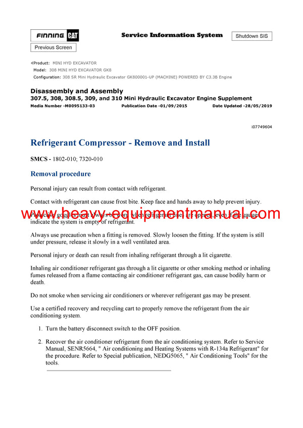 DOWNLOAD CATERPILLAR 308 MINI HYD EXCAVATOR Full Complete SERVICE REPAIR MANUAL GK8