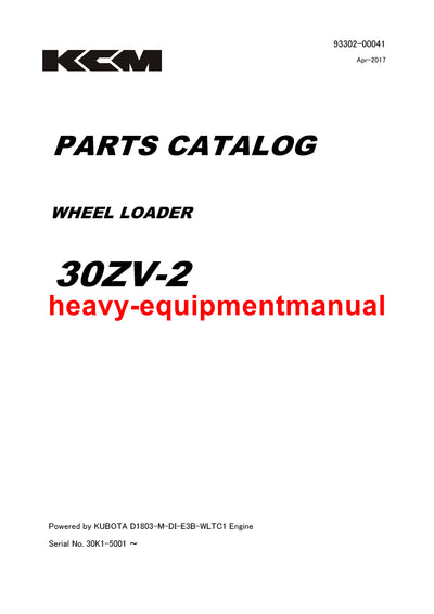 KAWASAKI 30ZV-2, 40ZV-2A, 42ZV-2 WHEEL LOADER PARTS CATALOG MANUAL