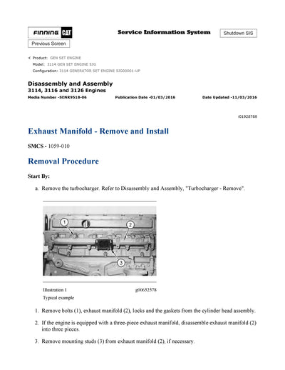 DOWNLOAD CATERPILLAR 3114 GEN SET ENGINE SERVICE REPAIR MANUAL 5JG