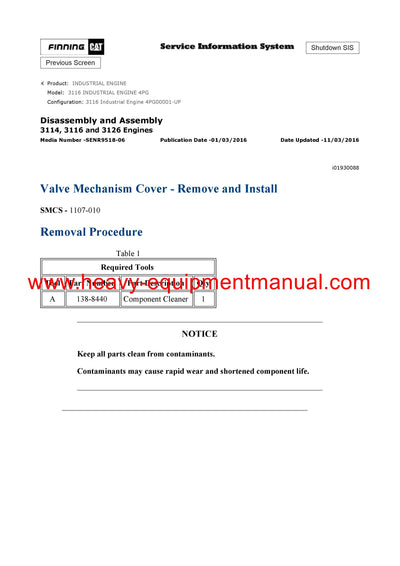 DOWNLOAD CATERPILLAR 3116 INDUSTRIAL ENGINE SERVICE REPAIR MANUAL 4PG