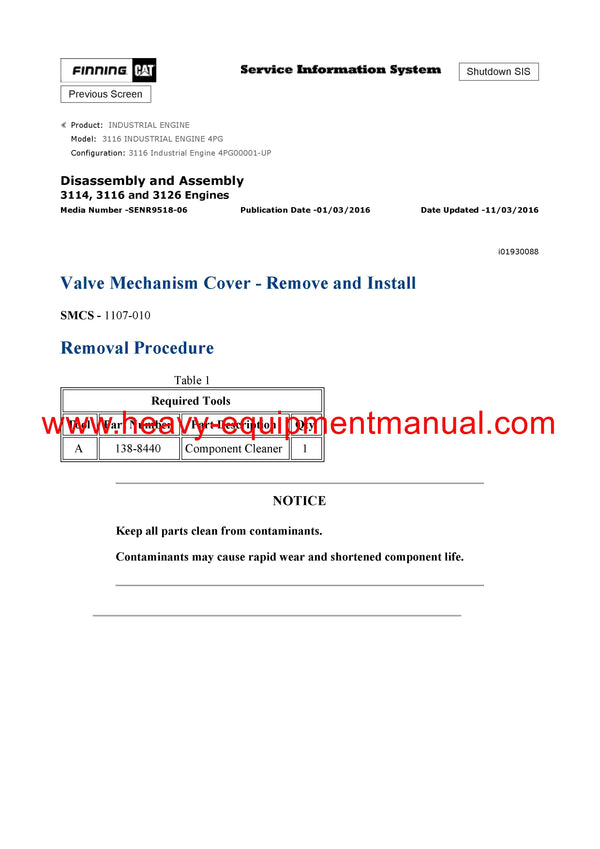 DOWNLOAD CATERPILLAR 3116 INDUSTRIAL ENGINE SERVICE REPAIR MANUAL 4PG