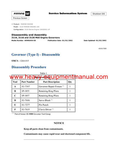 DOWNLOAD CATERPILLAR 3116 MARINE ENGINE SERVICE REPAIR MANUAL 1SK