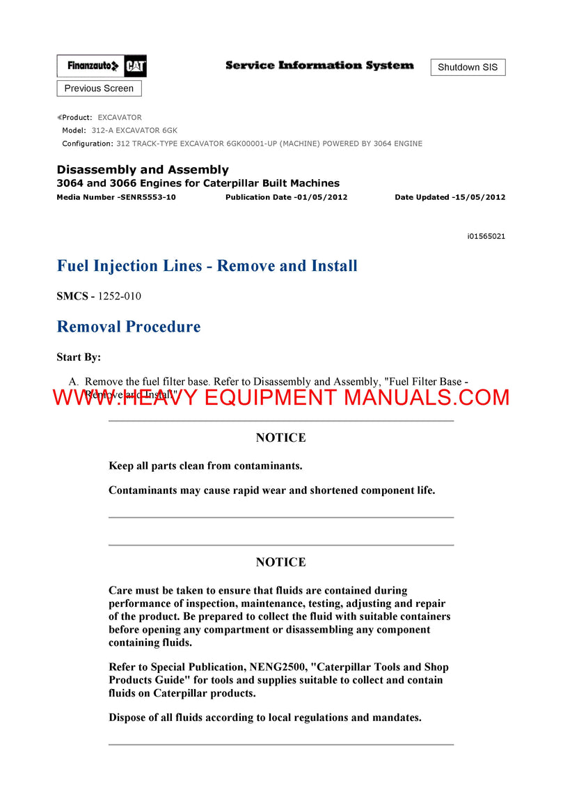 Download Caterpillar 312 EXCAVATOR Full Complete Service Repair Manual 6GK