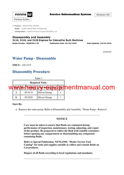 DOWNLOAD CATERPILLAR 3126B INDUSTRIAL ENGINE SERVICE REPAIR MANUAL BEJ