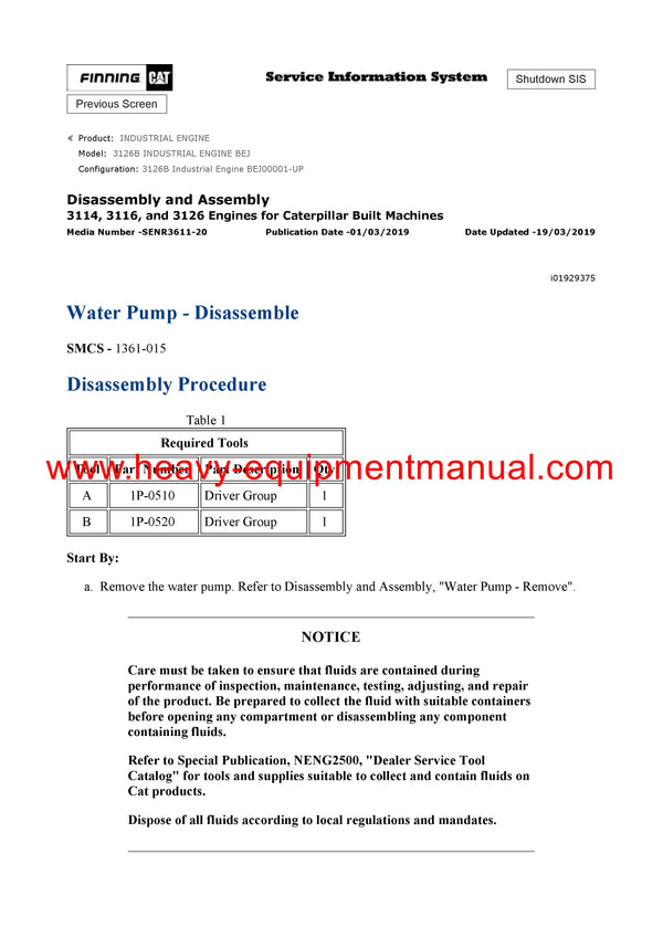 DOWNLOAD CATERPILLAR 3126B INDUSTRIAL ENGINE SERVICE REPAIR MANUAL BEJ