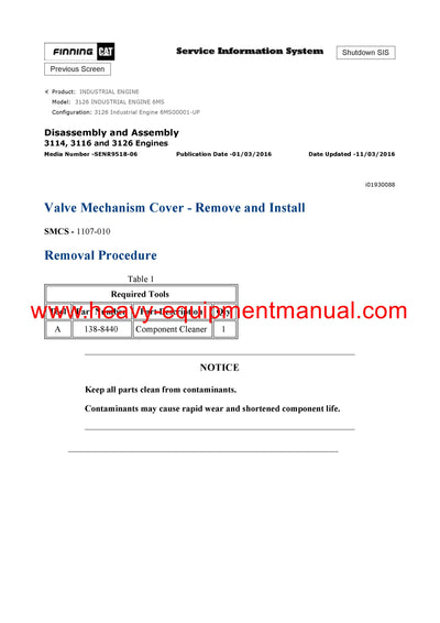 DOWNLOAD CATERPILLAR 3126 INDUSTRIAL ENGINE SERVICE REPAIR MANUAL 6MS
