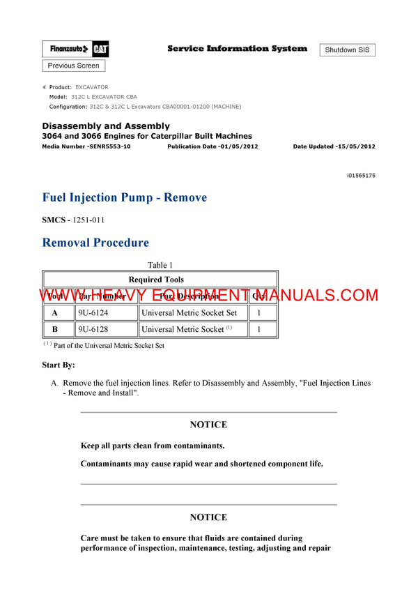 DOWNLOAD CATERPILLAR 312C L EXCAVATOR SERVICE REPAIR MANUAL CBA