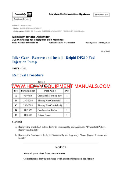 Cat Caterpillar 312D2 GC EXCAVATOR Full Complete Service Repair Manual RXZ