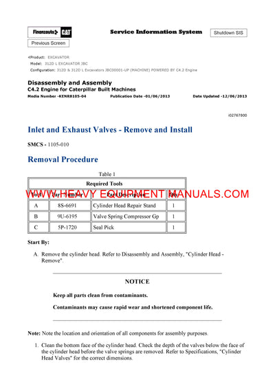 DOWNLOAD CATERPILLAR 312D L EXCAVATOR SERVICE REPAIR MANUAL JBC
