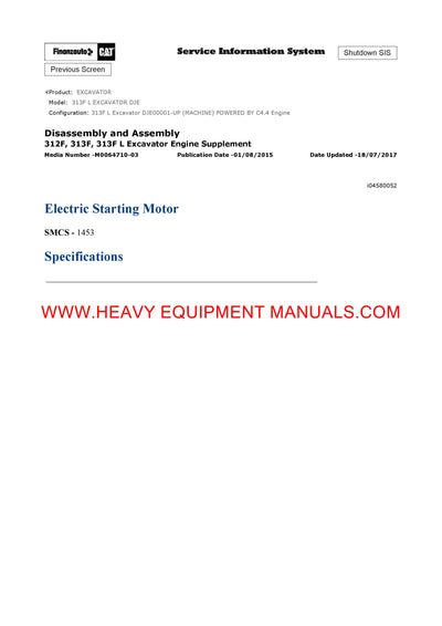 DOWNLOAD CATERPILLAR 313F L EXCAVATOR SERVICE REPAIR MANUAL DJE