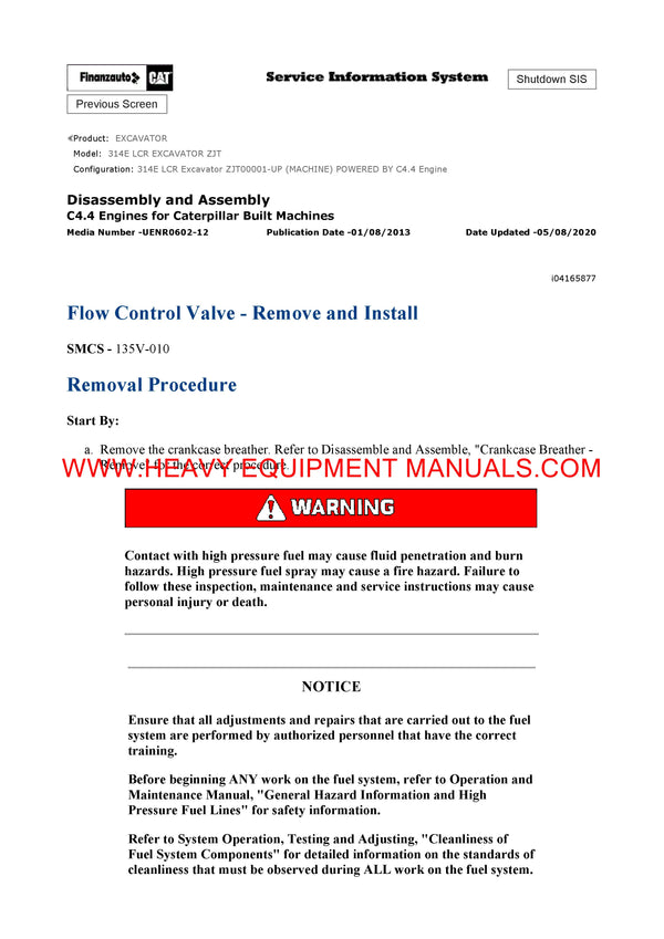 DOWNLOAD CATERPILLAR 314E LCR EXCAVATOR SERVICE REPAIR MANUAL ZJT
