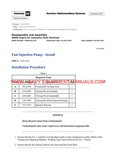 DOWNLOAD CATERPILLAR 315C EXCAVATOR SERVICE REPAIR MANUAL ANF