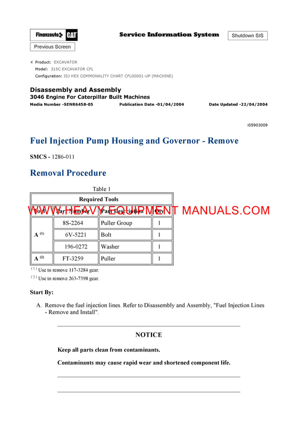 DOWNLOAD CATERPILLAR 315C EXCAVATOR SERVICE REPAIR MANUAL CFL