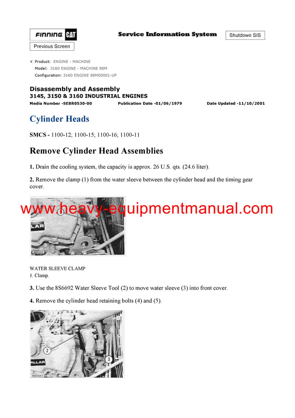 DOWNLOAD CATERPILLAR 3160 ENGINE - MACHINE SERVICE REPAIR MANUAL 98M