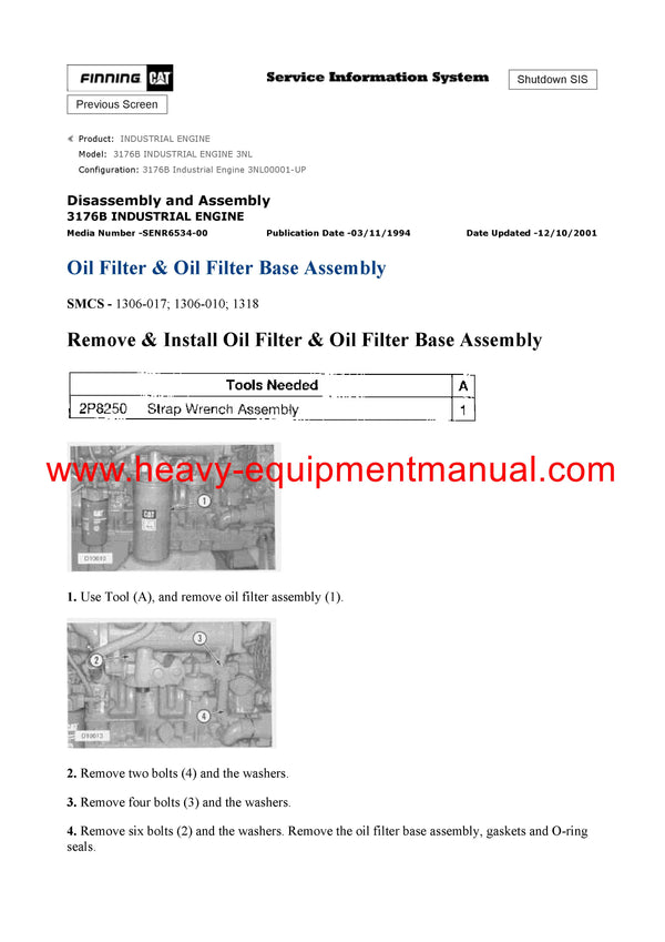 DOWNLOAD CATERPILLAR 3176B INDUSTRIAL ENGINE SERVICE REPAIR MANUAL 3NL