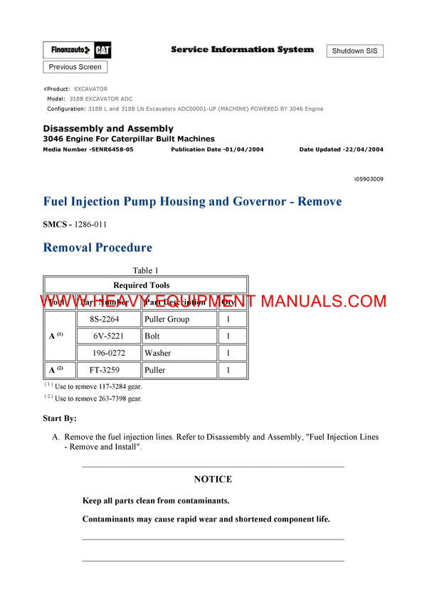 DOWNLOAD CATERPILLAR 318B EXCAVATOR SERVICE REPAIR MANUAL ADC