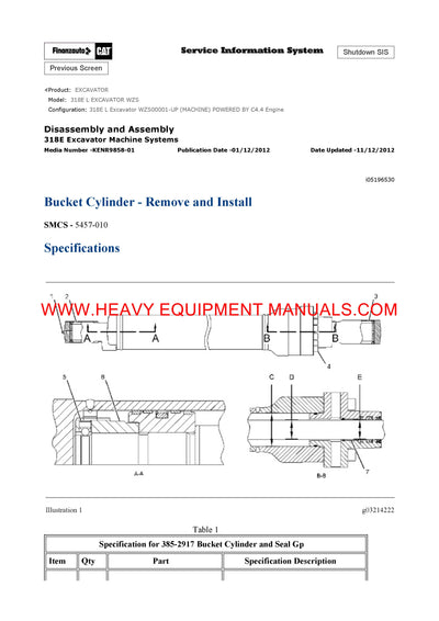 DOWNLOAD CATERPILLAR 318E L EXCAVATOR SERVICE REPAIR MANUAL WZS