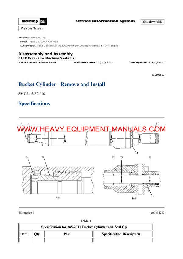 DOWNLOAD CATERPILLAR 318E L EXCAVATOR SERVICE REPAIR MANUAL WZS