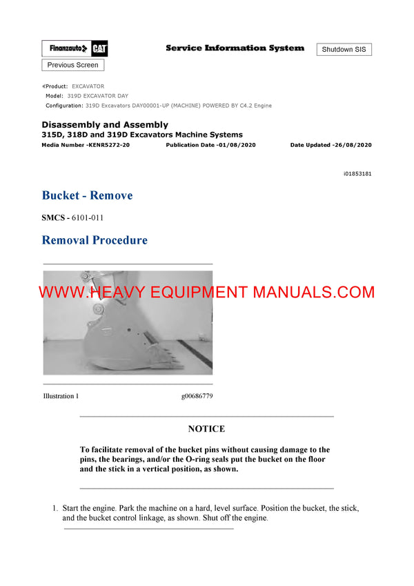 DOWNLOAD CATERPILLAR 319D EXCAVATOR SERVICE REPAIR MANUAL DAY