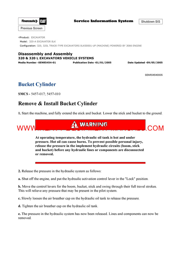 DOWNLOAD CATERPILLAR 320 EXCAVATOR SERVICE REPAIR MANUAL 8LK