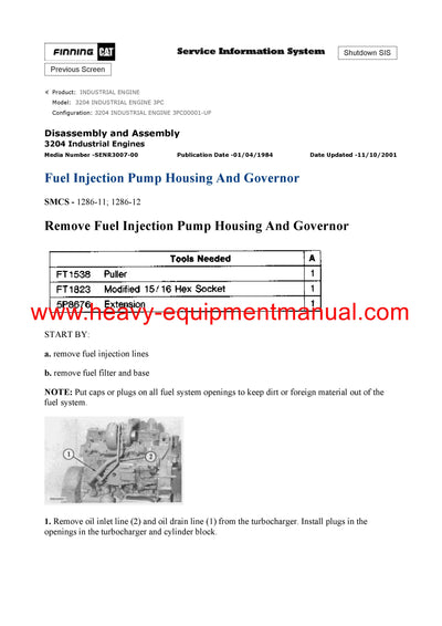 DOWNLOAD CATERPILLAR 3204 INDUSTRIAL ENGINE SERVICE REPAIR MANUAL 3PC