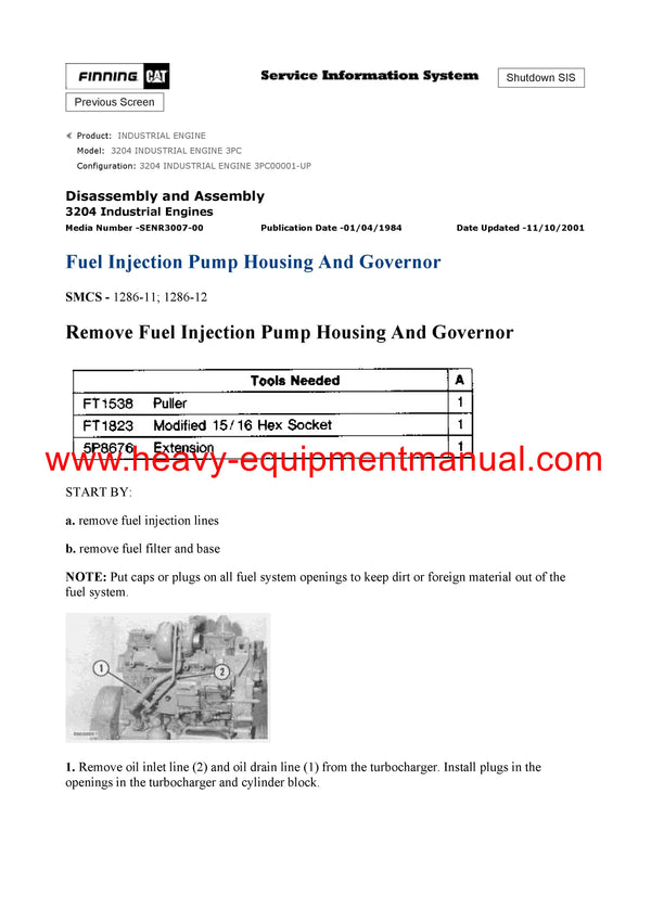 DOWNLOAD CATERPILLAR 3204 INDUSTRIAL ENGINE SERVICE REPAIR MANUAL 3PC