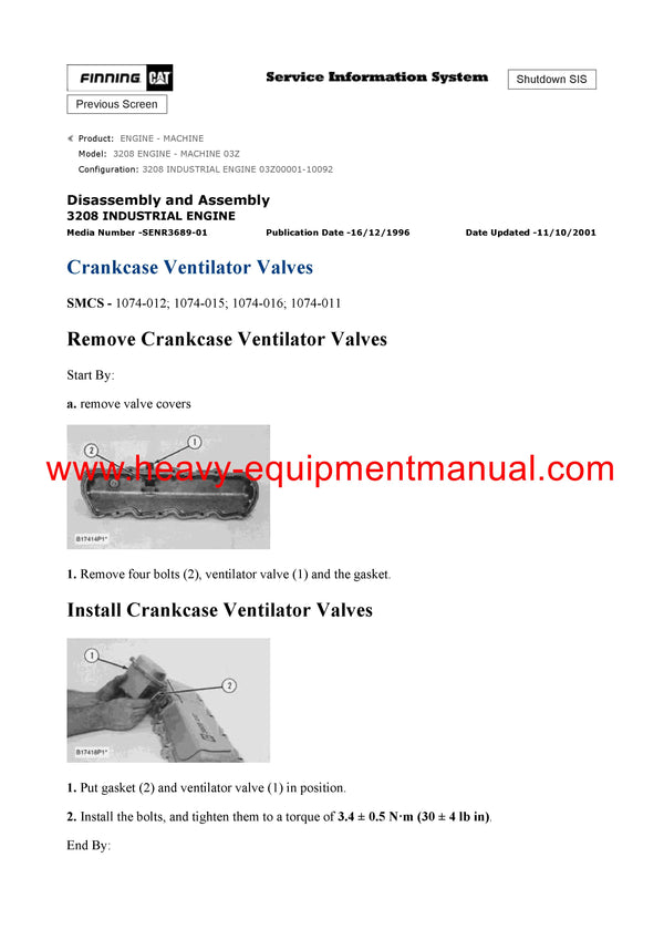 DOWNLOAD CATERPILLAR 3208 ENGINE - MACHINE SERVICE REPAIR MANUAL 03Z
