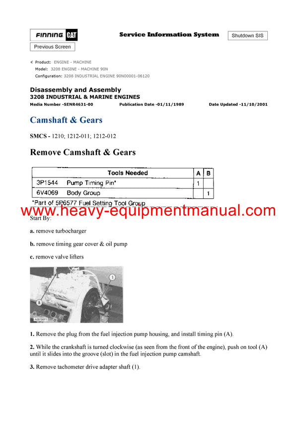 DOWNLOAD CATERPILLAR 3208 ENGINE - MACHINE SERVICE REPAIR MANUAL 90N