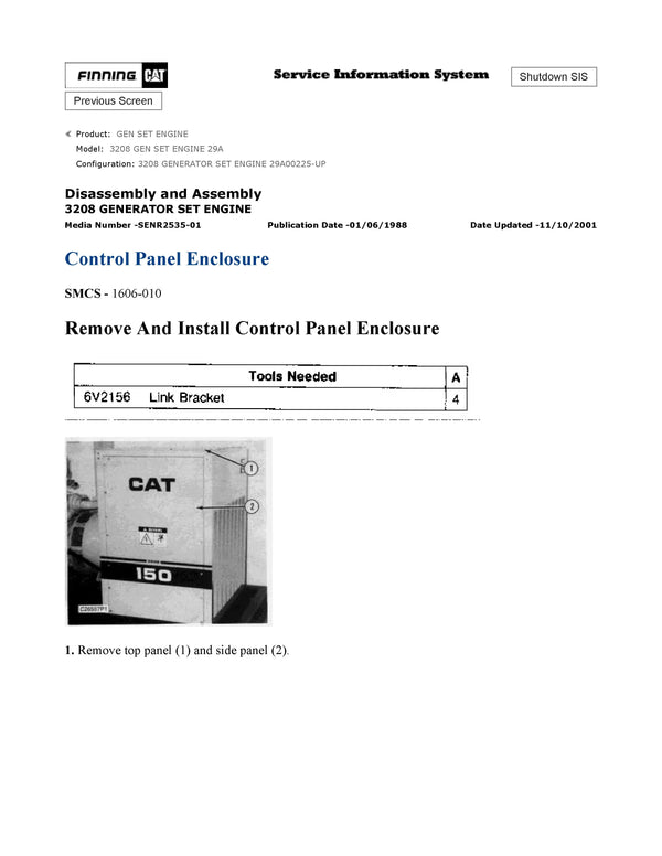 DOWNLOAD CATERPILLAR 3208 GEN SET ENGINE SERVICE REPAIR MANUAL 29A