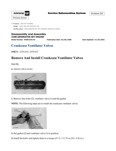 DOWNLOAD CATERPILLAR 3208 GEN SET ENGINE SERVICE REPAIR MANUAL 30A