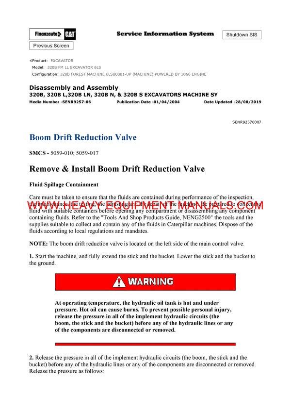 DOWNLOAD CATERPILLAR 320B FM LL EXCAVATOR SERVICE REPAIR MANUAL 6LS