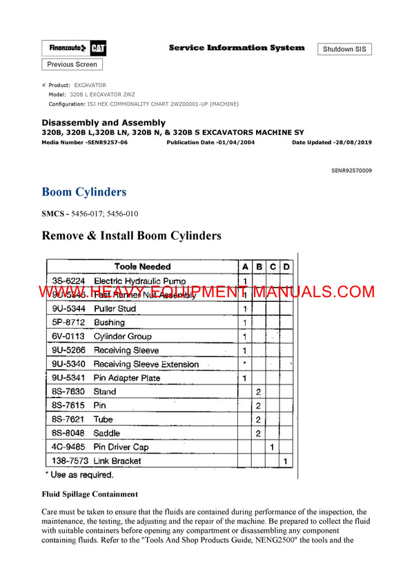 DOWNLOAD CATERPILLAR 320B L EXCAVATOR SERVICE REPAIR MANUAL 2WZ