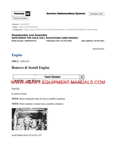 DOWNLOAD CATERPILLAR 320B U EXCAVATOR SERVICE REPAIR MANUAL BAN