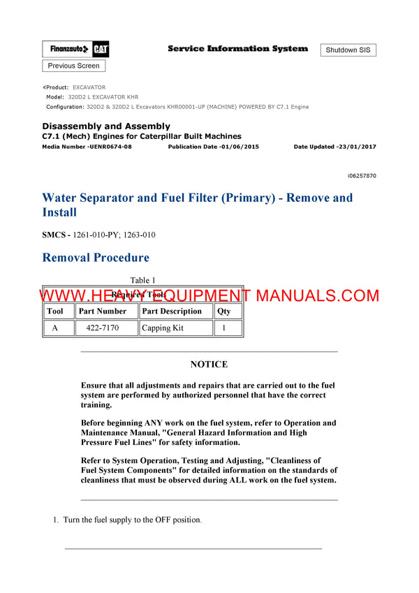 DOWNLOAD CATERPILLAR 320D2 L EXCAVATOR SERVICE REPAIR MANUAL KHR