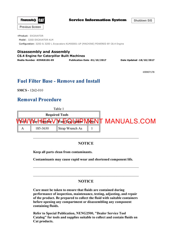 DOWNLOAD CATERPILLAR 320D EXCAVATOR SERVICE REPAIR MANUAL KLM