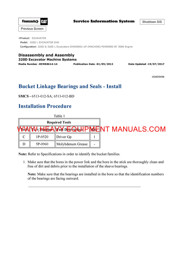 DOWNLOAD CATERPILLAR 320D L EXCAVATOR SERVICE REPAIR MANUAL DHK