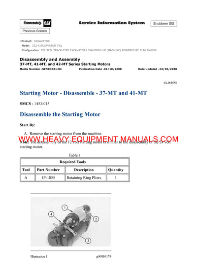DOWNLOAD CATERPILLAR 322 EXCAVATOR SERVICE REPAIR MANUAL 7WL