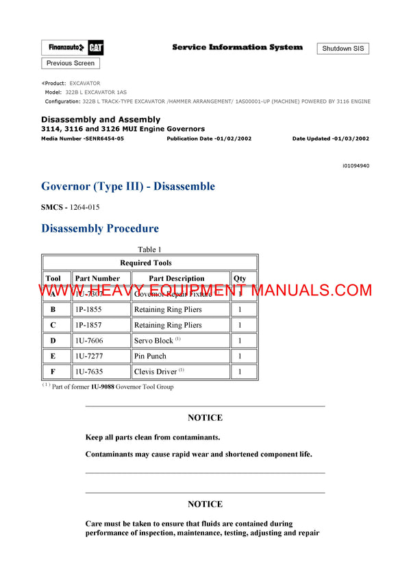 Caterpillar 322B L EXCAVATOR Full Complete Workshop Service Repair Manual 1AS