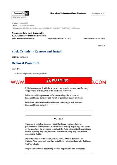 DOWNLOAD CATERPILLAR 322C EXCAVATOR SERVICE REPAIR MANUAL HEK