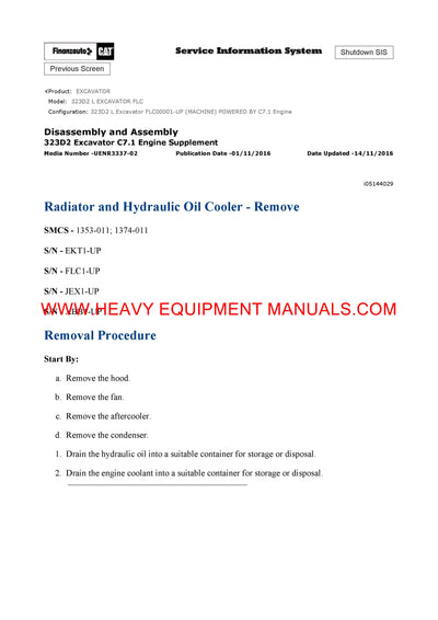 DOWNLOAD CATERPILLAR 323D2 L EXCAVATOR SERVICE REPAIR MANUAL FLC